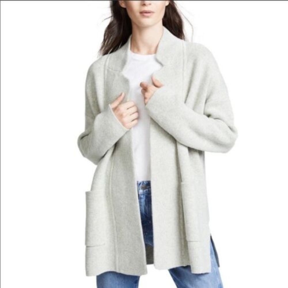 Madewell Spencer Sweater Coat XS Heather Pebble